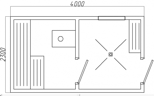 Баня Стандарт 4 м, парная отдельно (план)