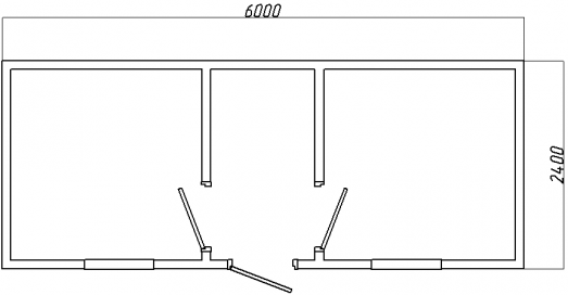 БКТ длина - 6м, две перегородки (план)